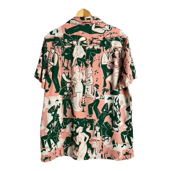 ASOS DESIGN Mens relaxed camp collar shirt jazz band print Tropical M Beach - Picture 6 of 7